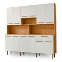 Ver imagem 2 de Armário de Cozinha 12 Portas 1 Gaveta com Nicho para Eletrodomésticos 180x175cm Freijó/Off White