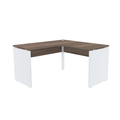 Mesa em L para Escritório 155x155 Pandin P25 - Walnut/Branco