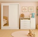 Ver imagem 6 de Guarda Roupa 2 Portas Correr Espelho 1,20m Roupeiro + Cômoda = Quarto Solteiro E/ou Infantil