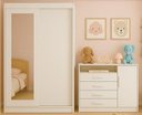 Ver imagem 2 de Guarda Roupa 2 Portas Correr Espelho 1,20m Roupeiro + Cômoda = Quarto Solteiro E/ou Infantil
