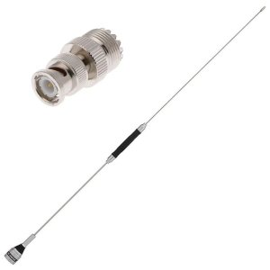 Antena Móvel Px 67Cm B-2050 + Adaptador Bnc Macho Uhf Fêmea Icom Yaesu Vertex