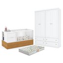 Ver imagem 1 de Berco Multifuncional Formare com Guarda Roupa 4 Portas 4 Gavetas MDF e MDP Branco Freijo Matic