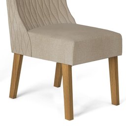 Conjunto 6 Cadeiras Amélia Carvalho Europeu/Linho Árido - PR Móveis - 4 Conjunto 6 Cadeiras Amélia Carvalho Europeu/Linho Árido - PR Móveis - 4