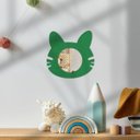 Ver imagem 1 de Espelho Infantil Cores Vibrantes Formatos Únicos Decoração Quarto Criança Gato Verde 25x25cm