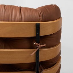 Poltrona Costela com Puff Couro Natural - Caramelo - 8