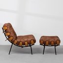 Ver imagem 7 de Poltrona Costela com Puff Couro Natural - Caramelo