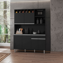 Ver imagem 2 de Cozinha Compacta 6 Portas 1 Gaveta 130cm Alice Ajl Móveis:preto