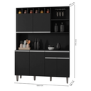 Ver imagem 3 de Cozinha Compacta 6 Portas 1 Gaveta 130cm Alice Ajl Móveis:preto