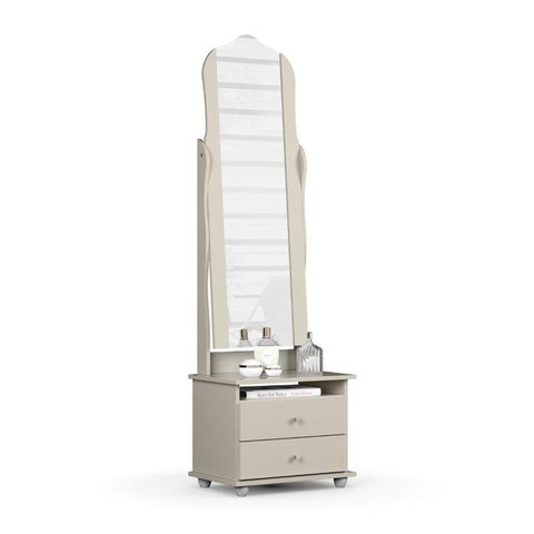 Toucador / Mesa de Cabeceira Mg com Espelho Articulado Cor Branco Acetinado