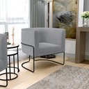 Ver imagem 2 de Poltrona Para Sala De Estar Decorativa Fixa Base Aço Preto Betina D02 Bouclê Cinza - Lyam Decor