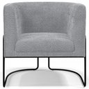 Ver imagem 5 de Poltrona Para Sala De Estar Decorativa Fixa Base Aço Preto Betina D02 Bouclê Cinza - Lyam Decor