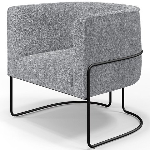 Poltrona Para Sala De Estar Decorativa Fixa Base Aço Preto Betina D02 Bouclê Cinza - Lyam Decor