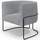 Ver imagem 1 de Poltrona Para Sala De Estar Decorativa Fixa Base Aço Preto Betina D02 Bouclê Cinza - Lyam Decor