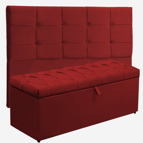 Kit Cabeceira Ana Luisa+ Calçadeira Itália Casal 140 CM Suede Vermelho - D A Decor