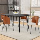 Ver imagem 2 de Kit 6 Cadeiras Sala de Jantar Estofada Gavi L02 Couríssimo Camel Linho Cru - Lyam Decor