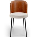 Ver imagem 3 de Kit 6 Cadeiras Sala de Jantar Estofada Gavi L02 Couríssimo Camel Linho Cru - Lyam Decor