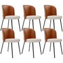 Ver imagem 1 de Kit 6 Cadeiras Sala de Jantar Estofada Gavi L02 Couríssimo Camel Linho Cru - Lyam Decor