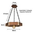 Ver imagem 5 de Lustre Luminária Pendente Rustico Corda Sisal Madeira Casa De Campo Estilo Carroça