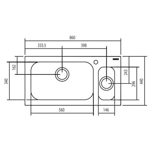 Cuba de Sobrepor para Cozinha Tramontina Vitra 1.5C 56 com 01 Furo para Torneira - 2