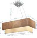 Ver imagem 2 de Lustre Pendente Duplo Retangular Vivare Md-4138 Cúpula em Tecido 70x30cm x 60x25cm - Palha / Bege