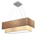 Ver imagem 1 de Lustre Pendente Duplo Retangular Vivare Md-4138 Cúpula em Tecido 70x30cm x 60x25cm - Palha / Bege