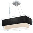 Ver imagem 2 de Lustre Pendente Duplo Retangular Vivare Md-4138 Cúpula em Tecido 70x30cm x 60x25cm - Preto / Linho B
