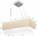Ver imagem 2 de Lustre Pendente Duplo Retangular Vivare Md-4138 Cúpula em Tecido 70x30cm x 60x25cm - Linho Bege / Br