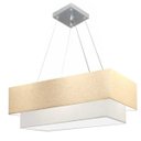 Ver imagem 1 de Lustre Pendente Duplo Retangular Vivare Md-4138 Cúpula em Tecido 70x30cm x 60x25cm - Algodão Crú / B