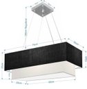 Ver imagem 2 de Lustre Pendente Duplo Retangular Vivare Md-4138 Cúpula em Tecido 70x30cm x 60x25cm - Preto / Branco