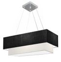 Ver imagem 1 de Lustre Pendente Duplo Retangular Vivare Md-4138 Cúpula em Tecido 70x30cm x 60x25cm - Preto / Branco