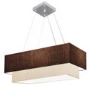Ver imagem 1 de Lustre Pendente Duplo Retangular Vivare Md-4138 Cúpula em Tecido 70x30cm x 60x25cm - Café / Linho Be