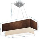 Ver imagem 2 de Lustre Pendente Duplo Retangular Vivare Md-4138 Cúpula em Tecido 70x30cm x 60x25cm - Café / Linho Be