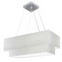 Ver imagem 1 de Lustre Pendente Duplo Retangular Vivare Md-4138 Cúpula em Tecido 70x30cm x 60x25cm - Rustico Cinza