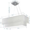 Ver imagem 2 de Lustre Pendente Duplo Retangular Vivare Md-4138 Cúpula em Tecido 70x30cm x 60x25cm - Rustico Cinza