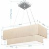 Lustre Pendente Duplo Retangular Vivare Md-4138 Cúpula em Tecido 70x30cm x 60x25cm - Linho Bege - 2