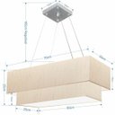 Ver imagem 2 de Lustre Pendente Duplo Retangular Vivare Md-4138 Cúpula em Tecido 70x30cm x 60x25cm - Linho Bege