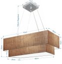 Ver imagem 2 de Lustre Pendente Duplo Retangular Vivare Md-4138 Cúpula em Tecido 70x30cm x 60x25cm - Palha