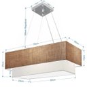 Ver imagem 2 de Lustre Pendente Duplo Retangular Vivare Md-4138 Cúpula em Tecido 70x30cm x 60x25cm - Palha / Branco