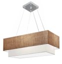 Ver imagem 1 de Lustre Pendente Duplo Retangular Vivare Md-4138 Cúpula em Tecido 70x30cm x 60x25cm - Palha / Branco