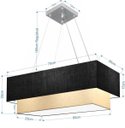Ver imagem 2 de Lustre Pendente Duplo Retangular Vivare Md-4138 Cúpula em Tecido 70x30cm x 60x25cm - Preto / Bege