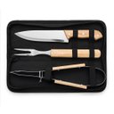 Ver imagem 2 de Kit Churrasco Estojo 3 Peças Faca Garfo Pegador Madeira