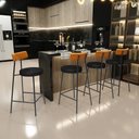 Ver imagem 2 de Kit 02 Banquetas Baixa Cozinha Sala Jantar Bancada Milão L02 Couríssimo Whisky Preto - lyam decor Ly