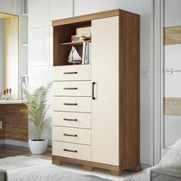 Multi-cômoda Marabá 1.6 1 Porta e 6 Gavetas Jatobá/areia com Pés - Santos Andirá - 2