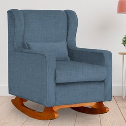 Poltrona Amamentação Com Balanço e Puff Aurora - Quarto de Bebê - Tecido Linho - Estopar Poltrona Au - 2