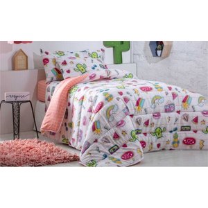 Jogo de Lençol Infantil 3 Peças Serve Cama Box Facil Lavar Sultan - Cactus