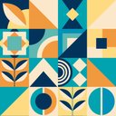 Ver imagem 2 de Adesivo de Azulejo Moderno Azul, Laranja e Amarelo Arte Destaque