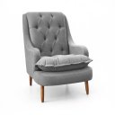 Ver imagem 3 de Poltrona Decorativa para Sala de Estar Lille Suede - Élpis Móveis - Cinza Claro