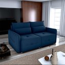 Ver imagem 4 de Sofá Cama 2 Lugares com Almofadas 205cm Celine Veludo Azul Matrix