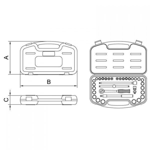 Maleta com Soquetes e Acessórios 3/8" 33 Peças Tramontina PRO - 2