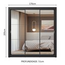 Ver imagem 4 de Guarda-roupa Casal 3 Portas de Correr de Espelho Preto Nobre Madesa